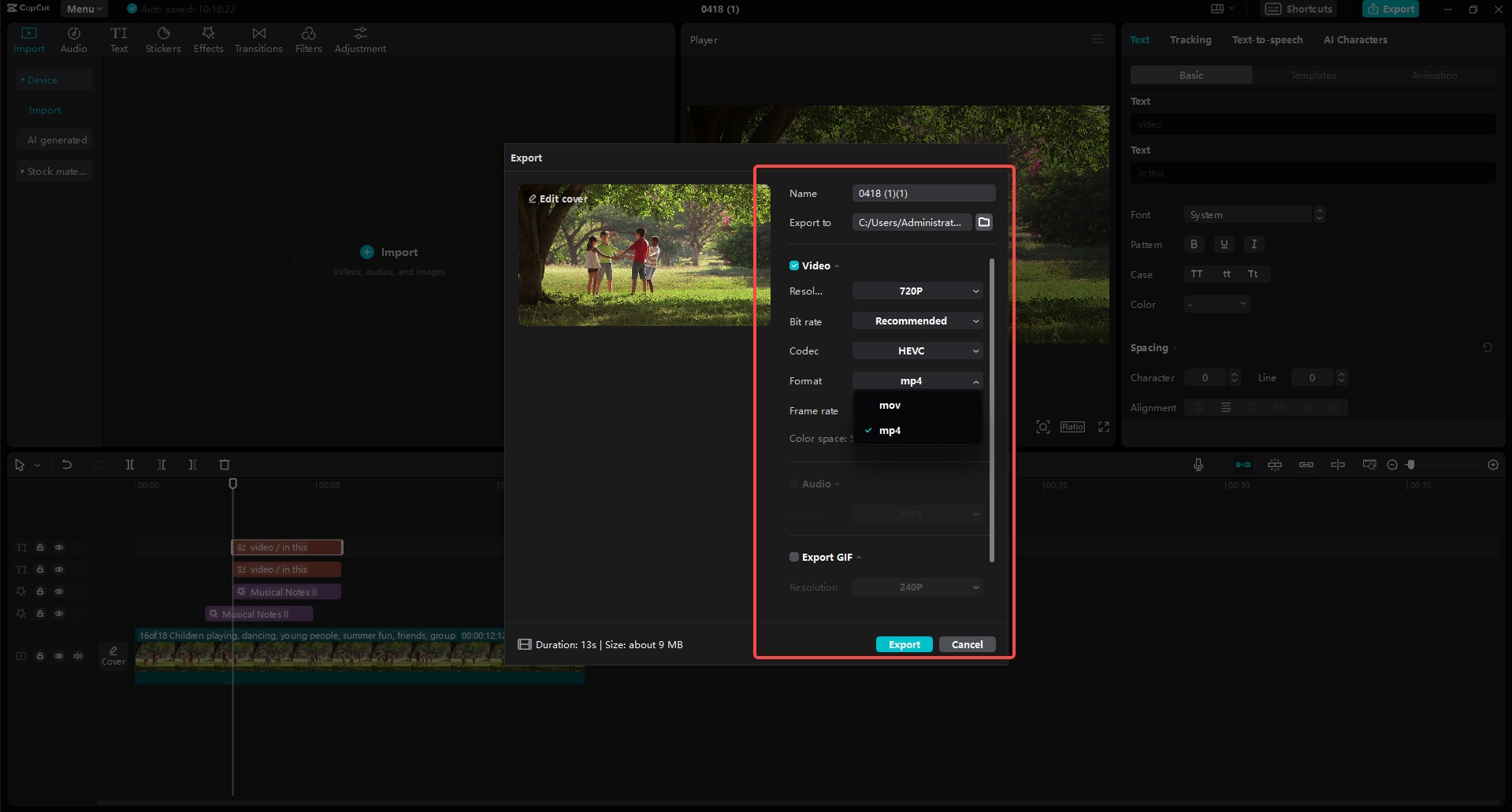 Edit and compress MOV to MP4